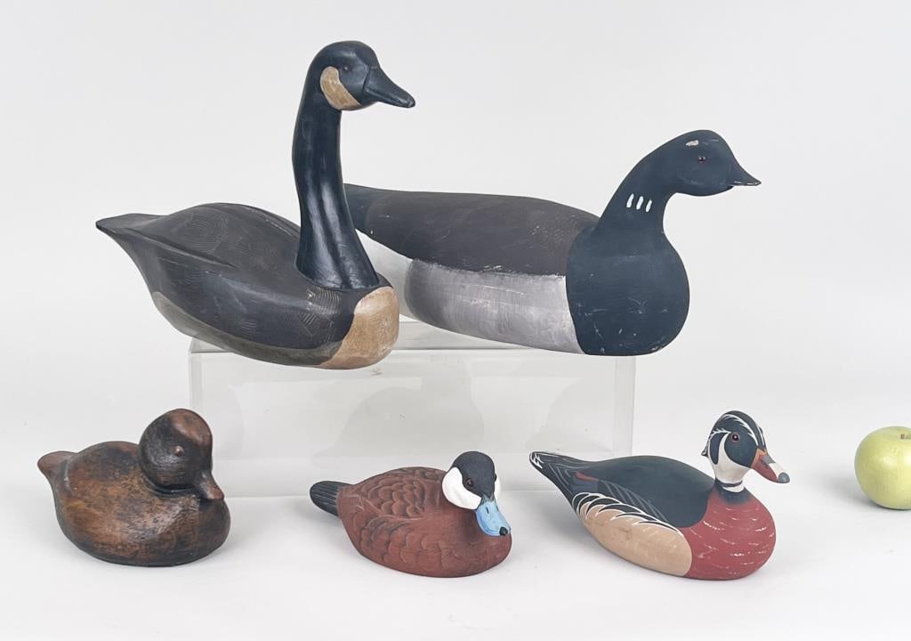 Five Artist Signed Carved & Painted Decoys (1 of 9)