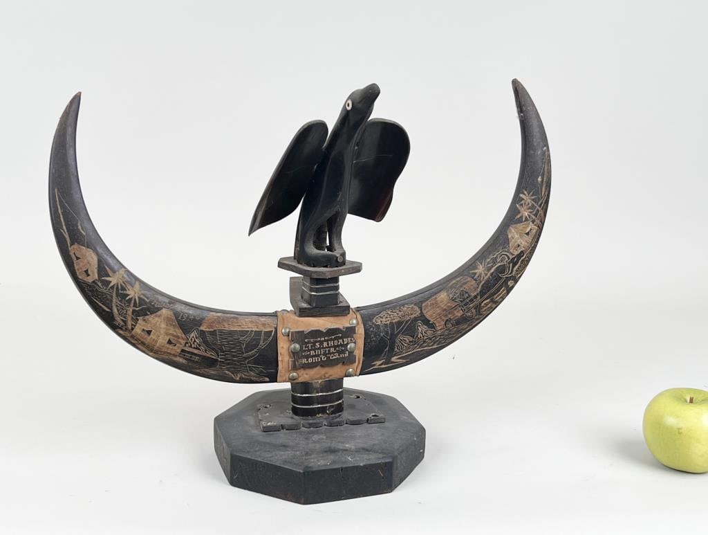 Philippine Carved Water Buffalo Horn Commemorative (1 of 6)