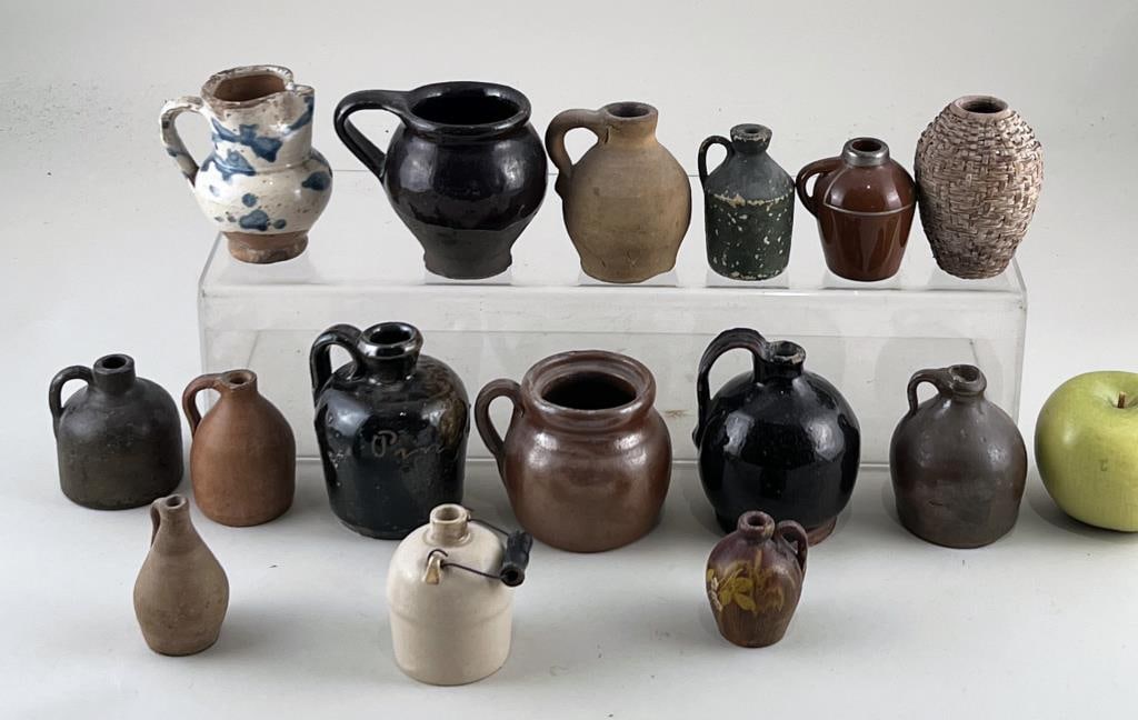 Group Fourteen Miniature Earthenware Jugs (1 of 4)