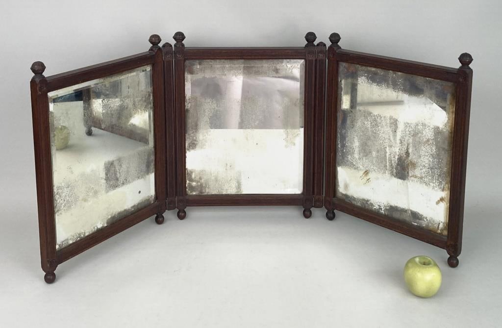 Rare American Carved Walnut Tri-Fold Table Mirror (1 of 9)