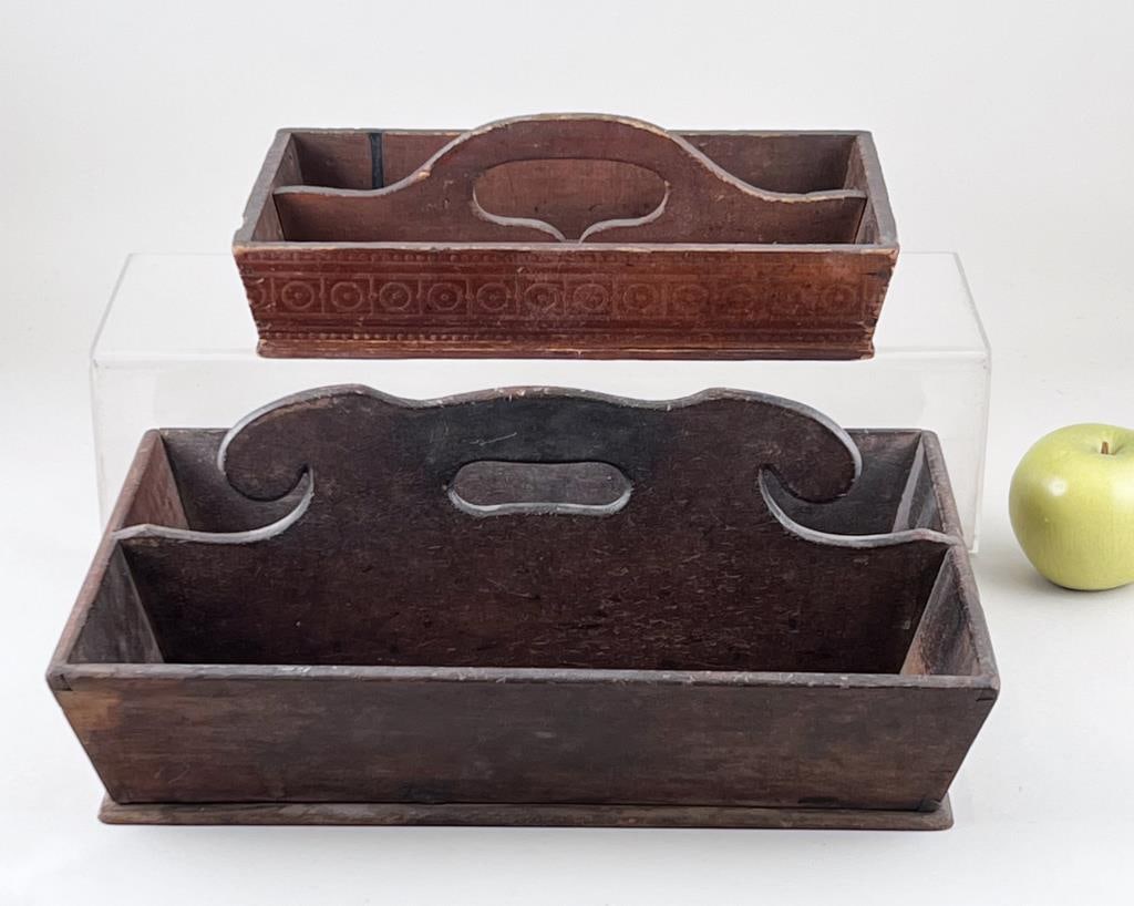 Two American Country Wooden Cutlery Boxes (1 of 6)