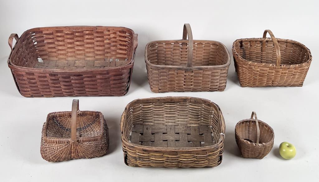 Group Six Woven Splint Baskets (1 of 4)