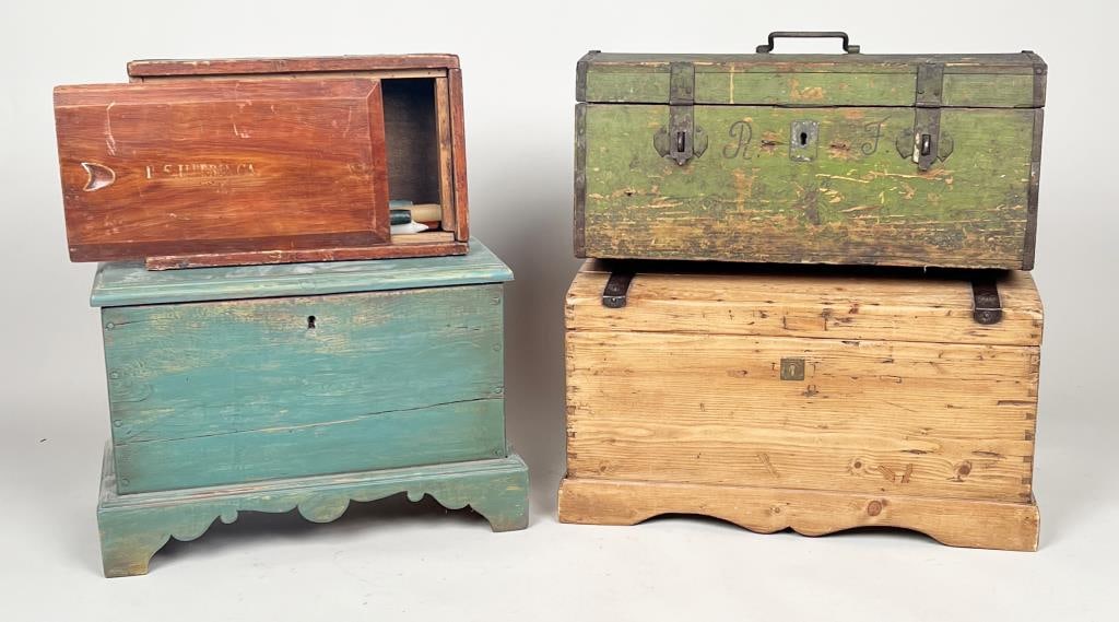 Estate Group Four Primitive Trunks/Boxes (1 of 11)