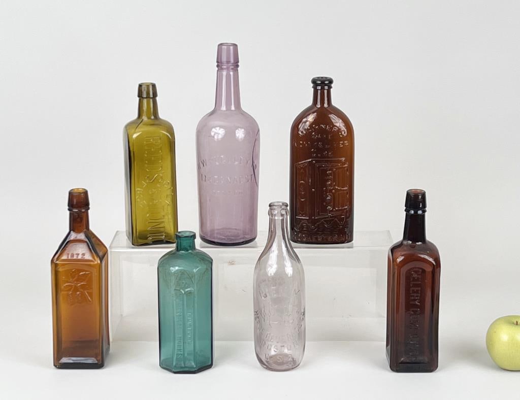 Group Seven Antique Glass Tonic Bottles (1 of 5)