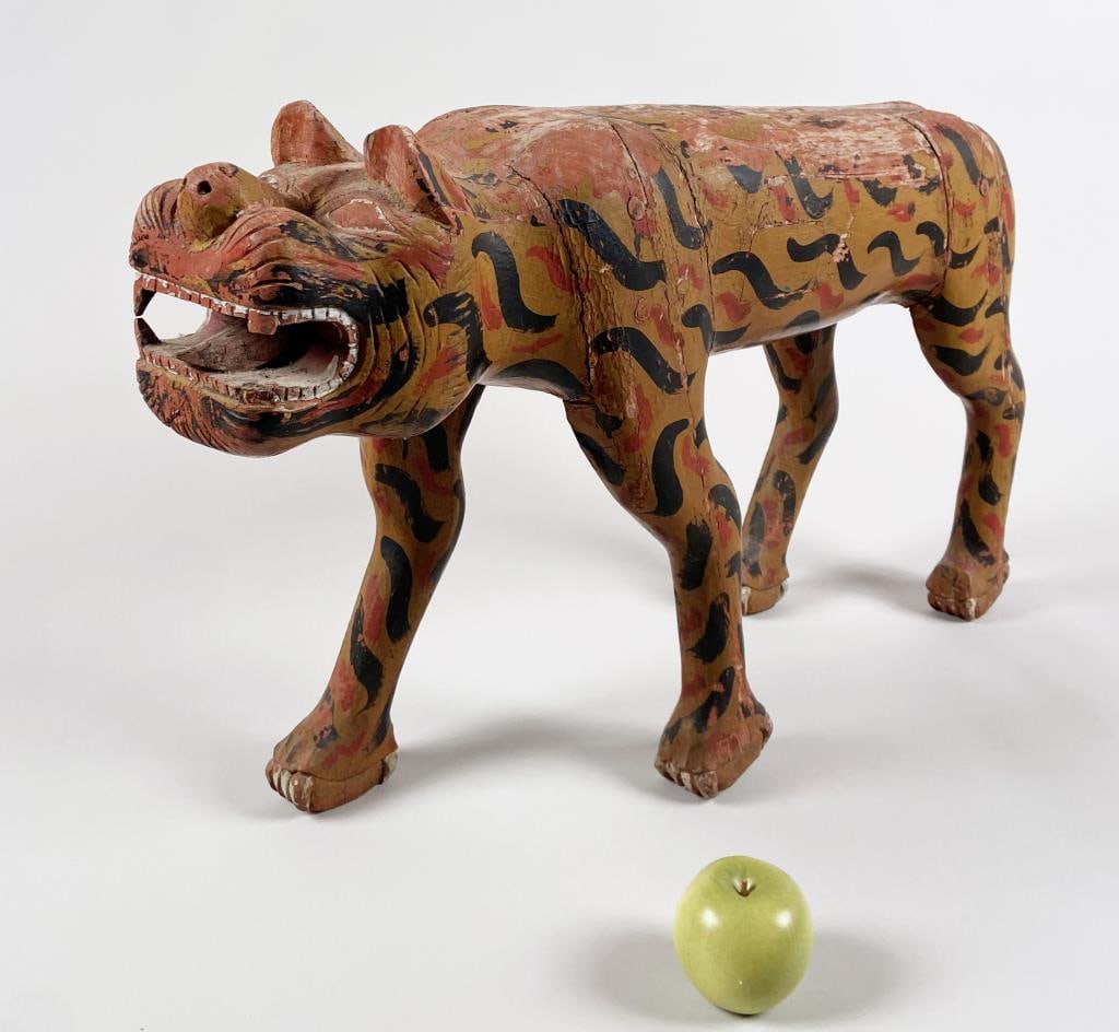 Folk Art Carved & Painted Wooden Tiger (1 of 7)
