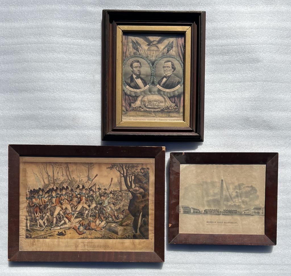 Three 19th C. Patriotic Americana Framed Prints (1 of 5)