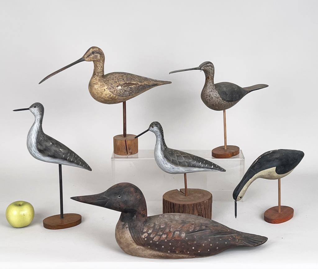Group Six Carved Wood Waterfowl (1 of 9)