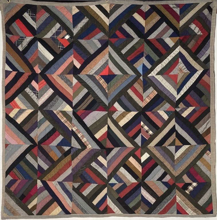 Large Amish Wool Crazy Quilt & Hanger (1 of 9)