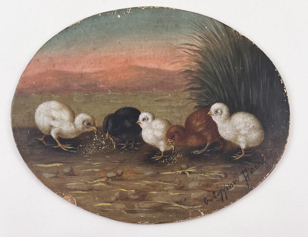 Coppini, Barnyard Scene With Chicks, O/B (1 of 4)