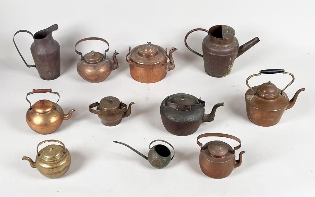 Group Eleven Mostly Vintage Copper Kettles (1 of 5)