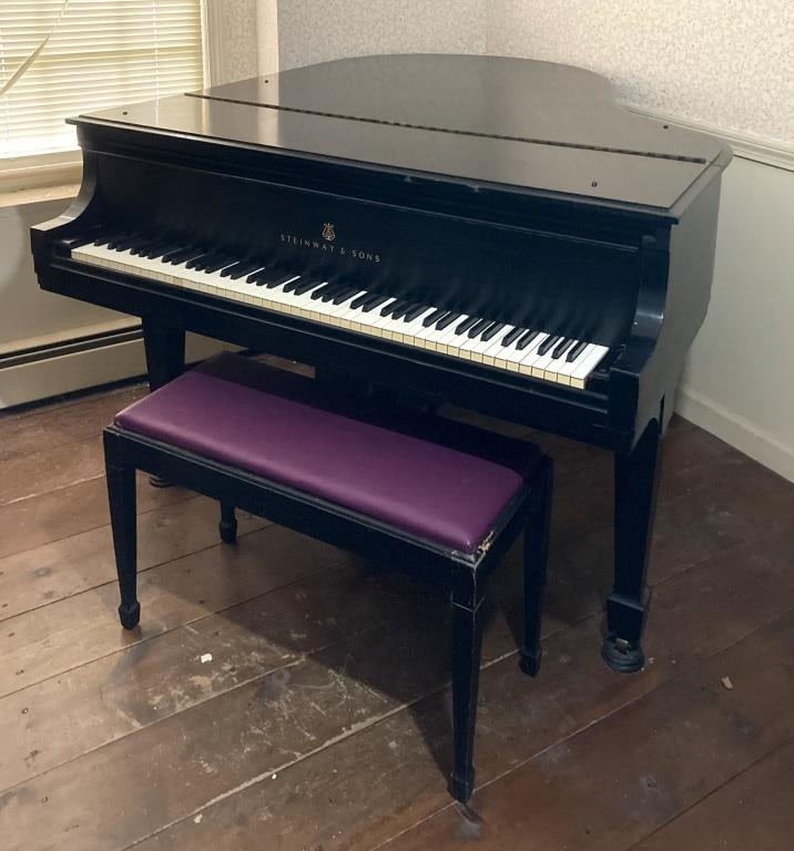 Steinway Ebonized Medium Grand Piano & Bench (1 of 20)