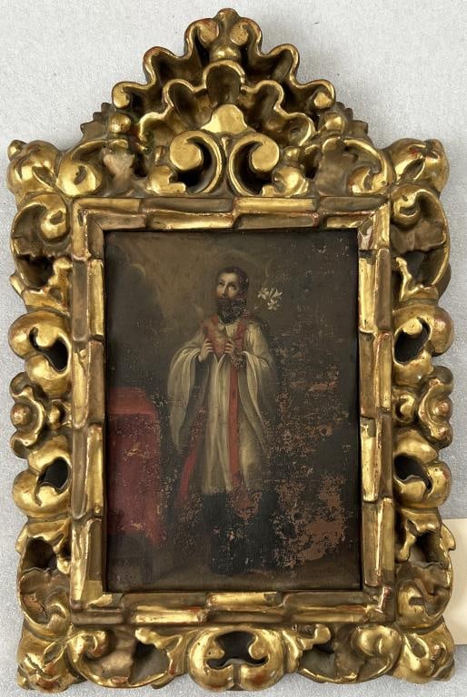 Spanish Colonial School Retablo on Copper (1 of 3)