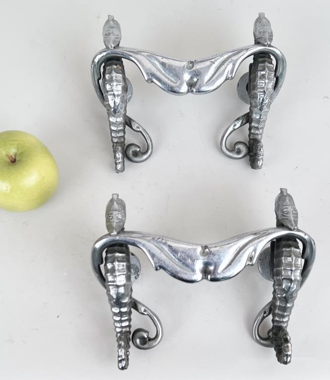 Pr. Chrome Seahorse Door Handles/Pulls (1 of 5)