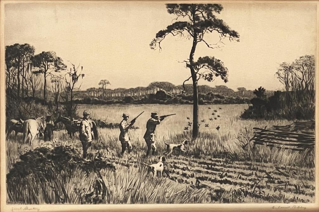 Ripley, Dry Point Etching "Quail Shooting" (1 of 5)