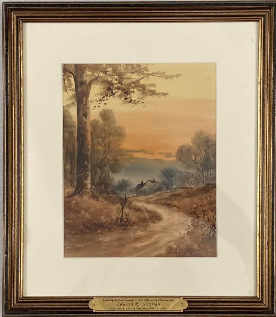E.R. Sitzman, W/C/P Country Road at Sunset (1 of 5)