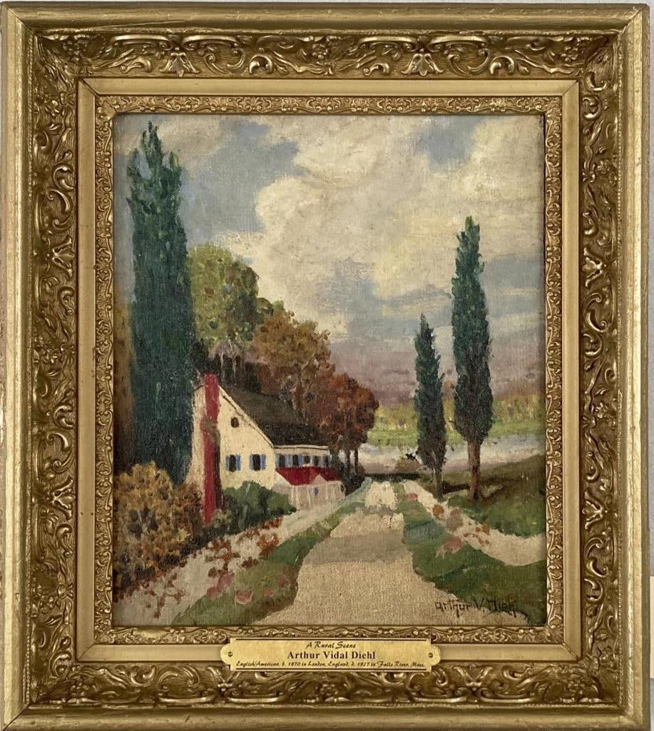 A.V. Diehl, O/C/B "A Rural Scene" (1 of 5)