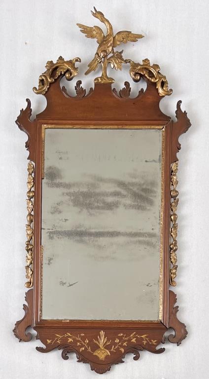 Large Carved & Gilded Mahogany Chippendale Mirror (1 of 9)