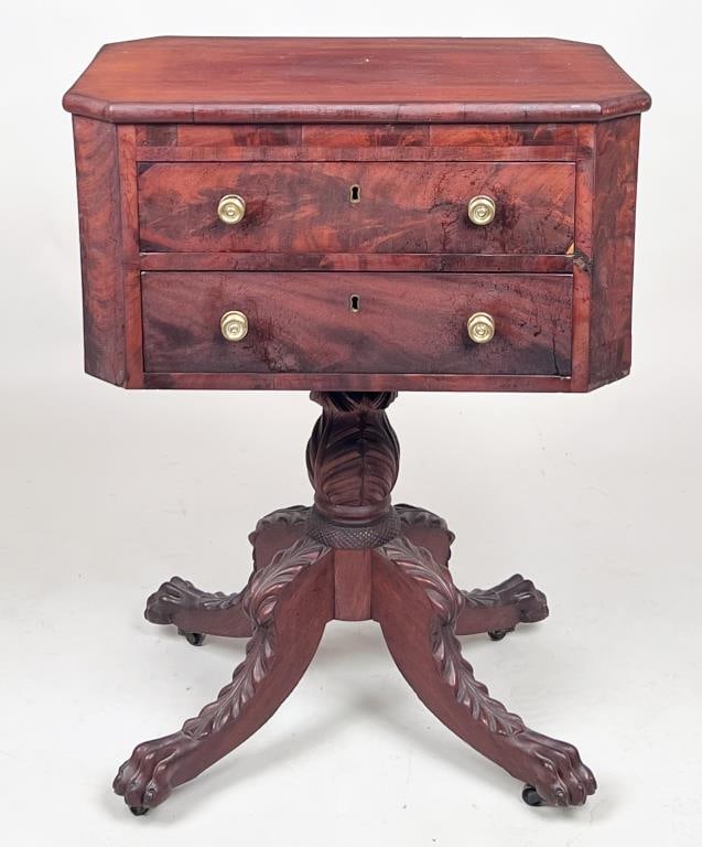 Federal Carved Mahogany Work Table, NY 19th C. (1 of 11)