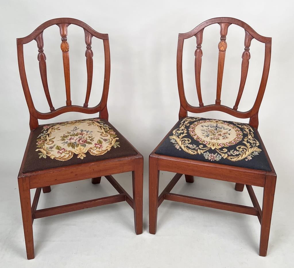 Pair Southern Federal Inlaid Mahogany Side Chairs (1 of 9)