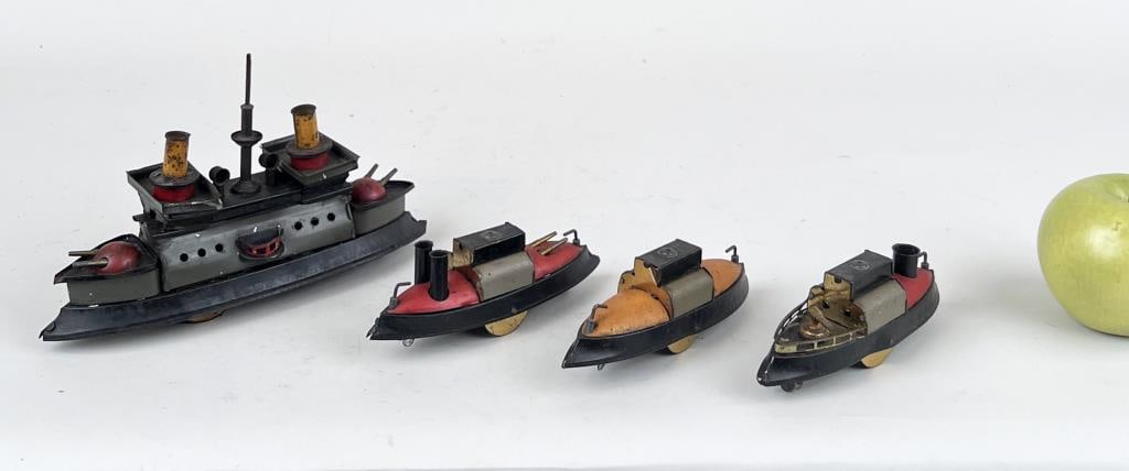 Four Early German Tin Ship Flotilla Toys (1 of 5)