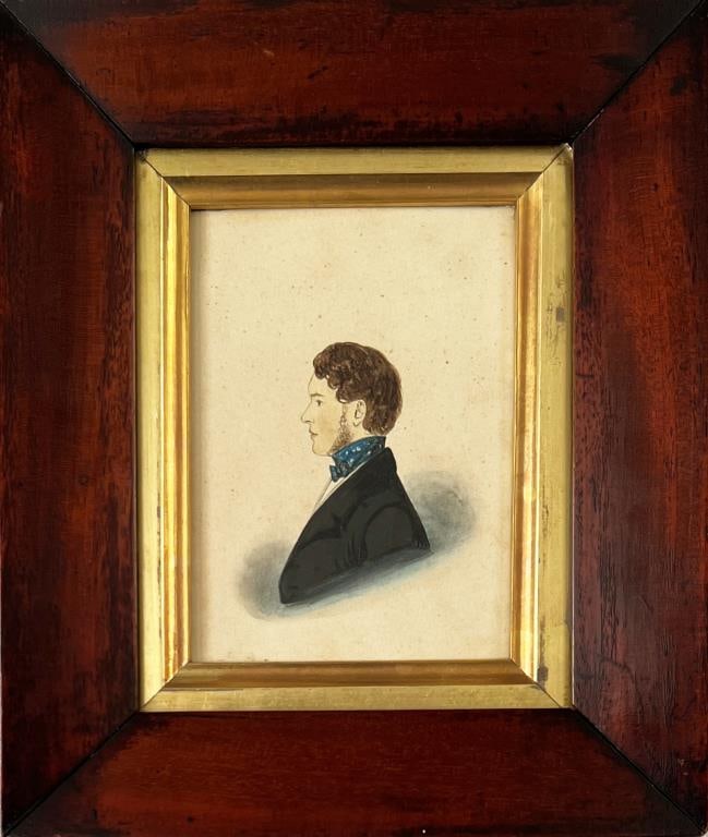 Antique Miniature Folk Art Portrait of Man (1 of 4)