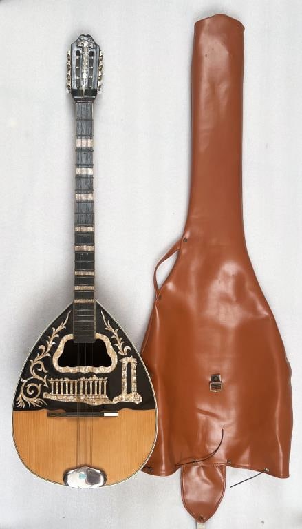 Vintage Inlaid Greek Bouzouki Stringed Instrument (1 of 7)