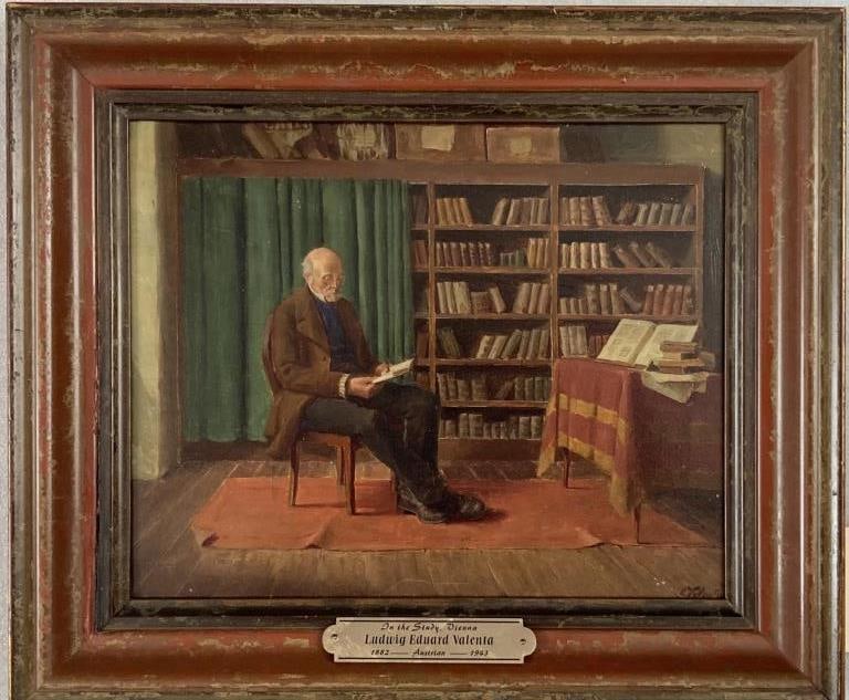 L.E. Valenta, O/Panel "In The Library" (1 of 7)