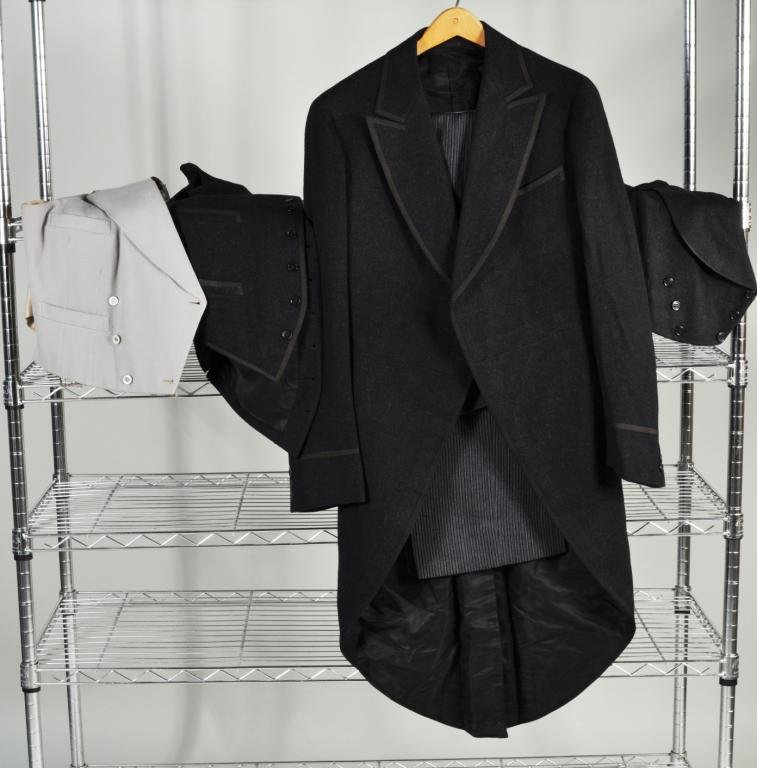 Vintage Waistcoat by Alderman: Vintage waistcoat by Alderman, New Haven & New York, three vests and a pair of trousers. Gray vest with wear, soiling.