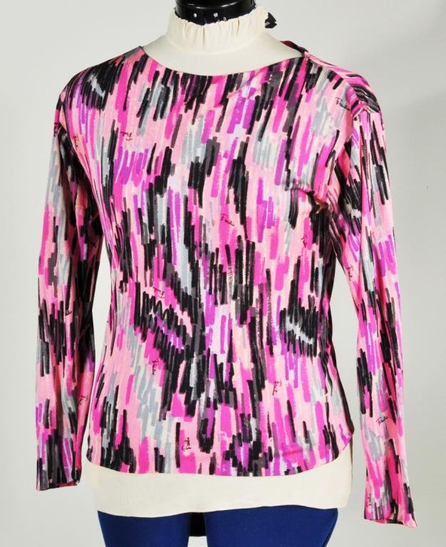 Emilio Pucci Silk Jersey Long Sleeve Top: Emilio Pucci for Saks Fifth Avenue silk jersey long sleeve top, size 12.