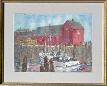 D. Russell, W/C Rockport MA Fishing Shack Scene