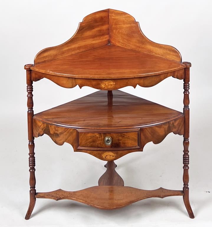 Sheraton Style Inlaid Corner Wash Stand (1 of 9)