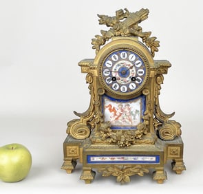 Napoleon III Porcelain & Gilt Metal Mantle Clock