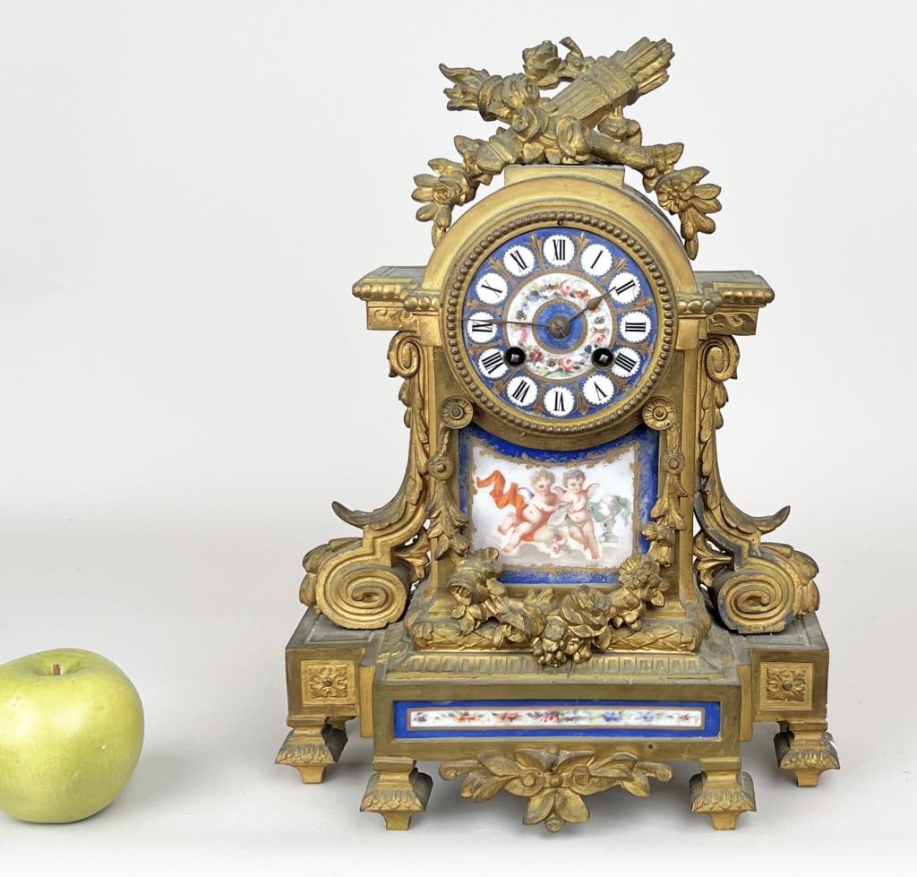 Napoleon III Porcelain & Gilt Metal Mantle Clock (1 of 9)