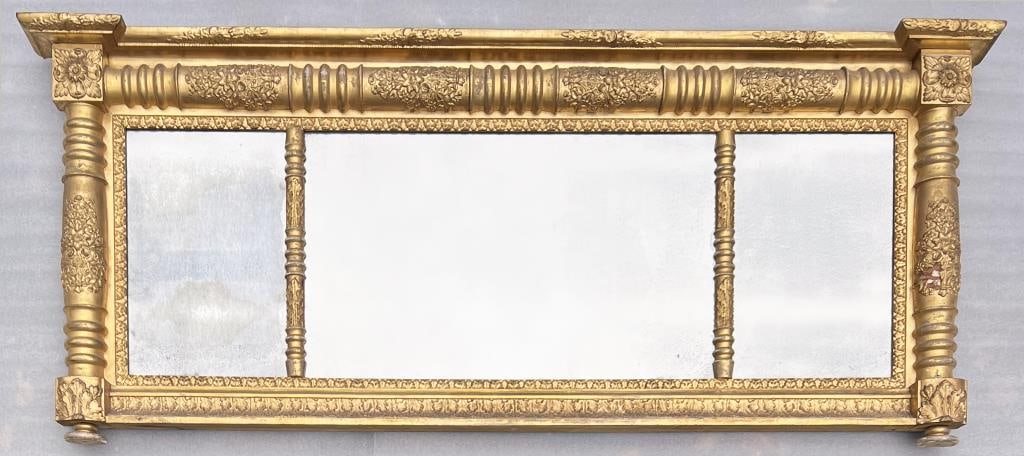 Large Classical Gilt Three Panel Overmantle Mirror (1 of 10)
