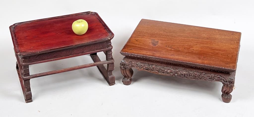 Two Asian Carved Wooden Low Tables (1 of 8)
