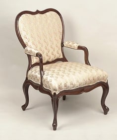 Dutch Carved Mahogany Upholstered Easy Chair