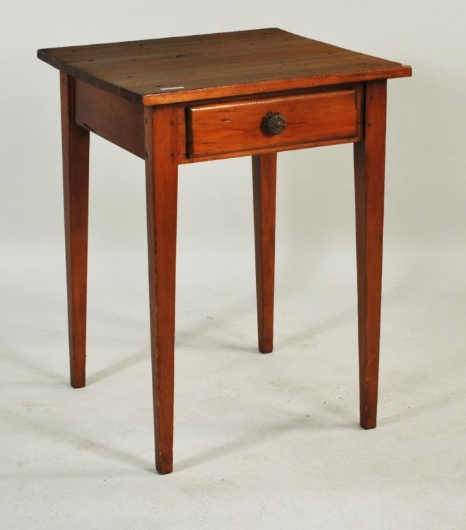 Hepplewhite One Drawer Stand: American Hepplewhite one drawer stand with square top and tapered legs. 29 1/2" high, 23" wide, 22 3/4" deep.