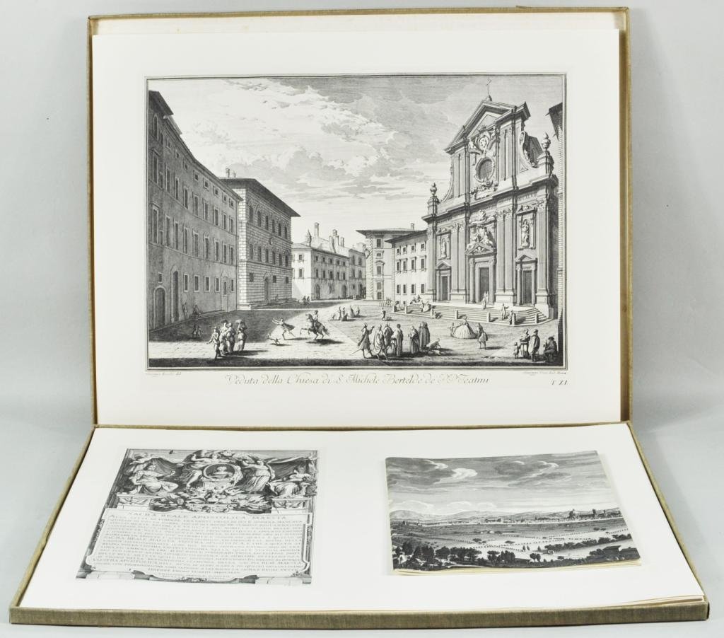 "Views of Florence" Portfolio of Engravings: Views of Florence portfolio of 24 engravings after drawing by Giuseppe Zochi, reproduction of the 1754 edition published by Walker & Company, New York 1967, copy #116 or the First Edition of 950 copie