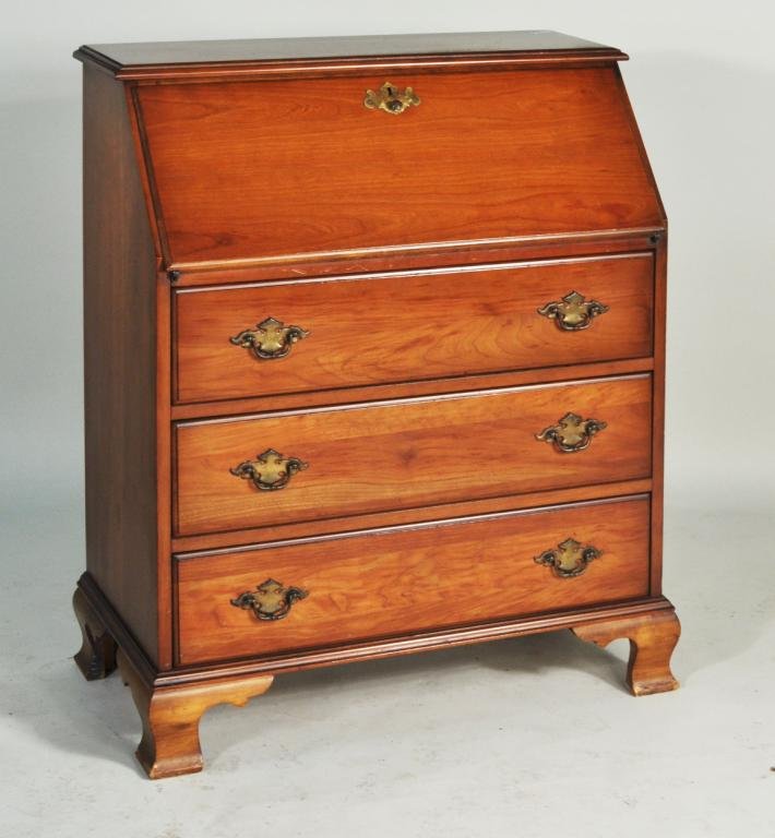 Chippendale Style Slant Front Desk: Chippendale style slant front desk. 38 1/2" high, 31 1/4" wide, 16" deep.