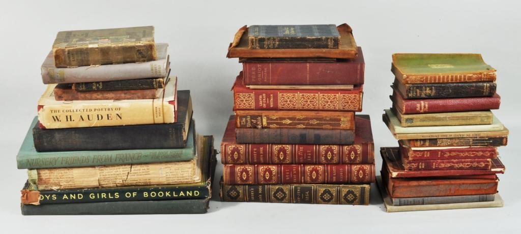 Group of Books, 19th/20th C.: Group of books, 19th/20th C., including "From Wishing Lands" a poem by Robert Louis Stevenson, printed in 1913 by Alfred Bartlett, Boston; three bound volumes of Godey's Lady books, two volumes of Boy