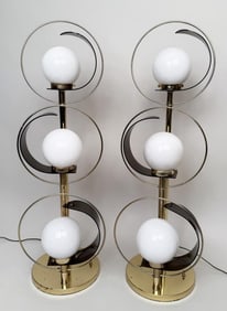 Pair MCM Large Brass Table Lamps