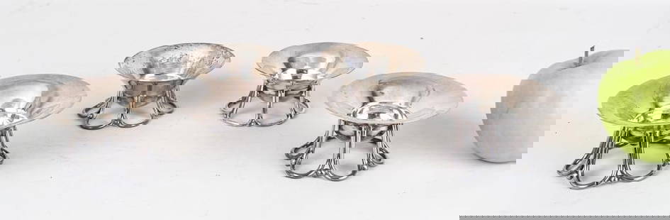 Four Matched W. Spratling Sterling Silver Bowls: marked on bottom. Each: 1 3/4" high, 3 5/8" diameter. Total weight: 12.270 OZT. Oxidation, light denting. Property from the Estate of Bobbie Hainline Howrey. *No credit card payments will be accepted
