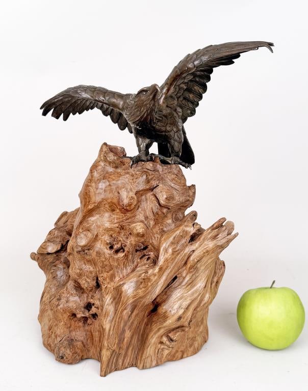 Genryusia Seiya Meiji Bronze Okimono Hawk (1 of 11)