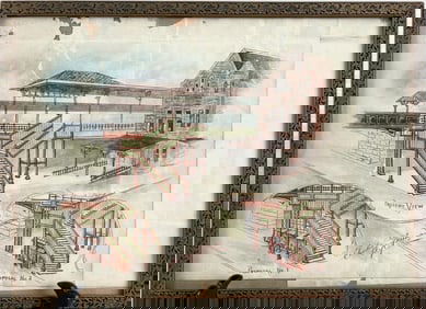 Ink Drawing Plan Of Union Station, Hartford
