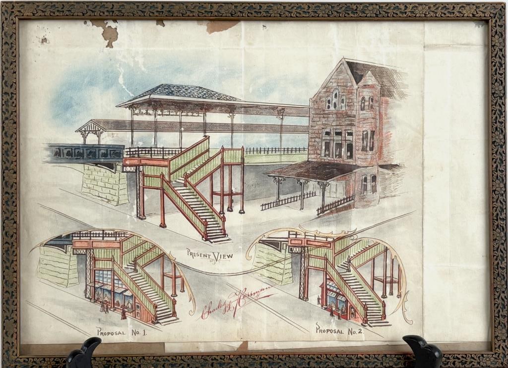 Ink Drawing Plan Of Union Station, Hartford (1 of 4)