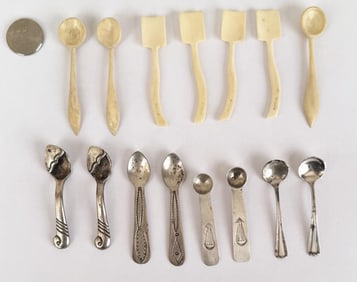 Two Kenneth Begay Sterling Salt Spoons & Others