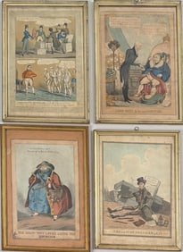 Four Framed English Satirical Prints