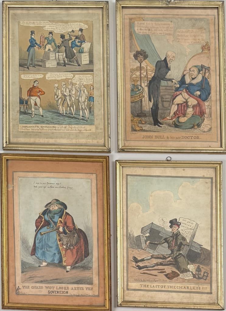 Four Framed English Satirical Prints (1 of 6)