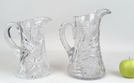 Two Early American Cut Glass Pitchers