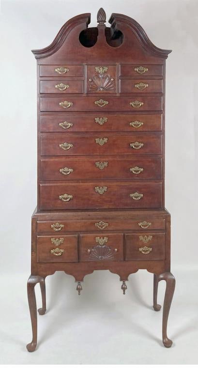 CT Cherrywood Queen Anne Bonnet Top Highboy (1 of 18)